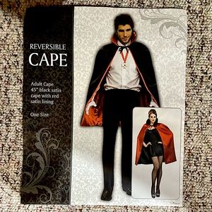Adult Reversible(black/red) cape and vampire medallion Halloween costume